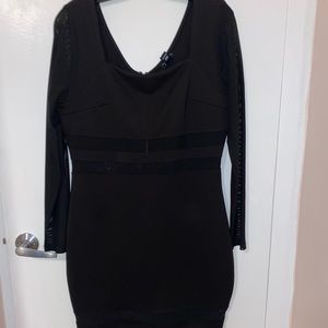 Evening black long sleeve dress